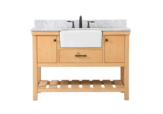 VF60148NW-BS 48" Single Bathroom Vanity in Natural Wood With Backsplash