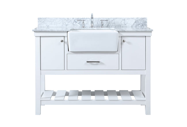VF60148WH-BS 48" Single Bathroom Vanity in White With Backsplash