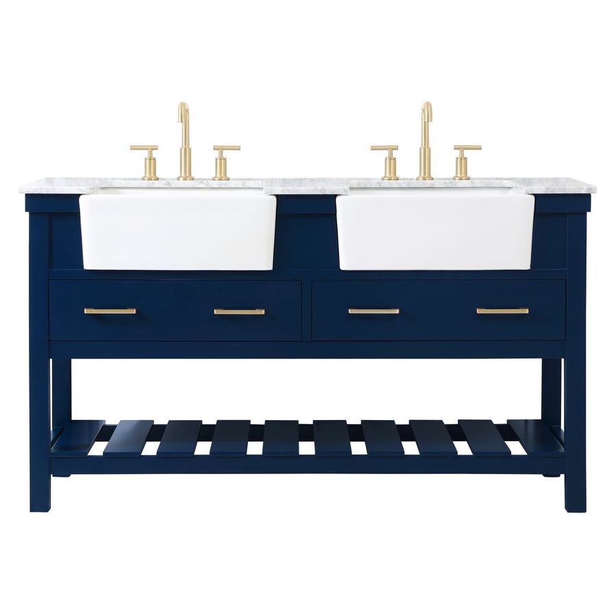 VF60160DBL 60" Double Bathroom Vanity in Blue