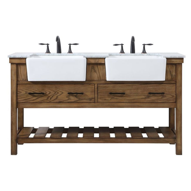 VF60160DDW 60" Double Bathroom Vanity in Driftwood
