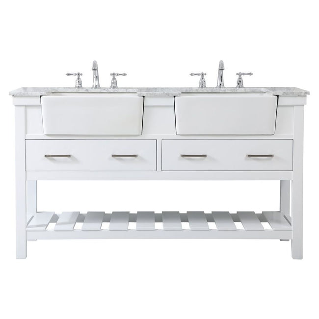 VF60160DWH 60" Double Bathroom Vanity in White