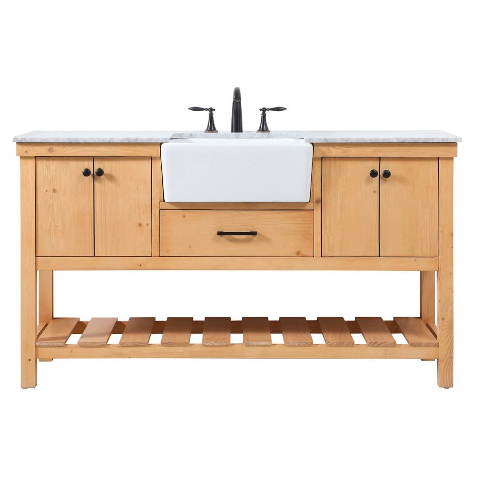 VF60160NW 60" Single Bathroom Vanity in Natural Wood