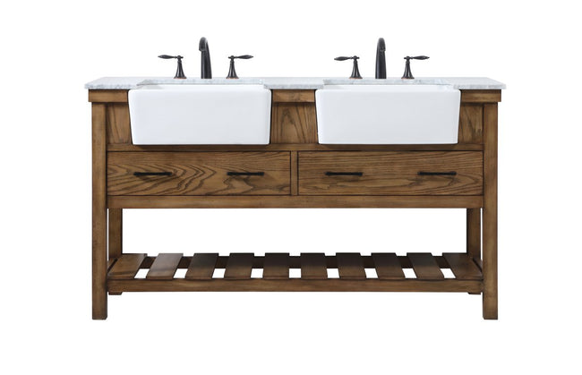 VF60160DDW 60" Double Bathroom Vanity in Driftwood