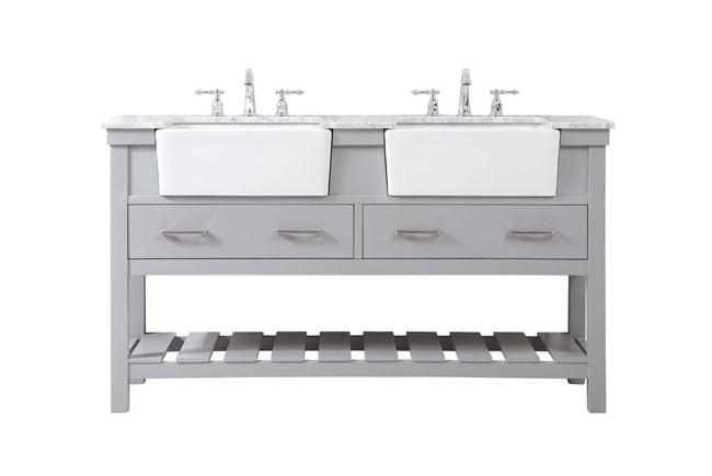 VF60160DGR 60" Double Bathroom Vanity in Grey
