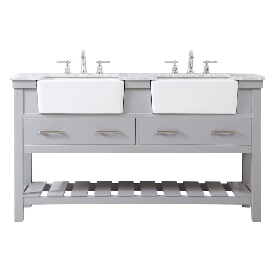 VF60160DGR 60" Double Bathroom Vanity in Grey