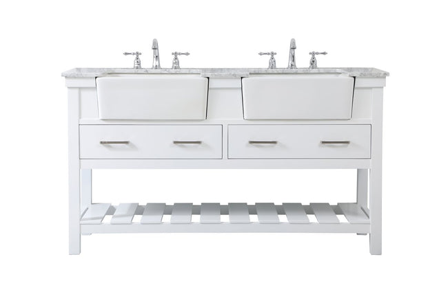VF60160DWH 60" Double Bathroom Vanity in White