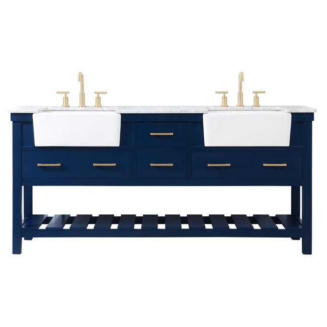 VF60172DBL 72" Double Bathroom Vanity in Blue