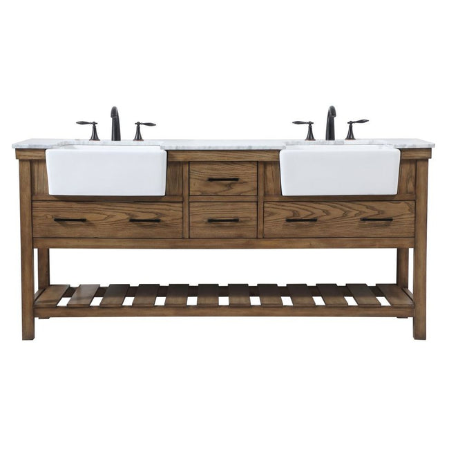 VF60172DDW 72" Double Bathroom Vanity in Driftwood
