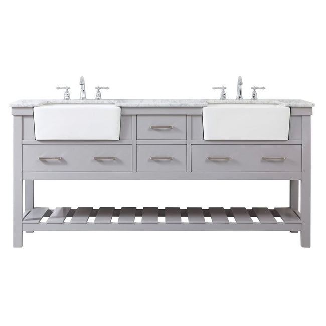 VF60172DGR 72" Double Bathroom Vanity in Grey
