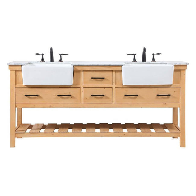 VF60172DNW 72" Double Bathroom Vanity in Natural Wood