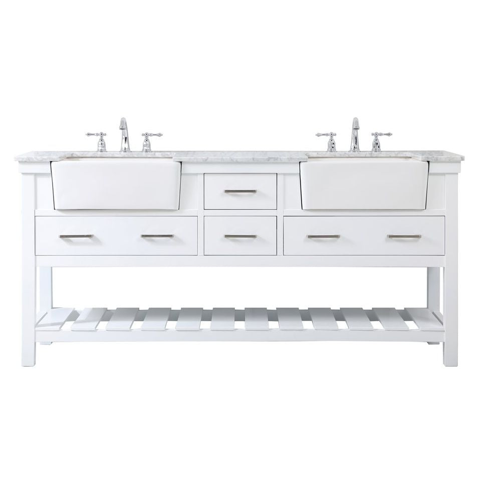 VF60172DWH 72" Double Bathroom Vanity in White