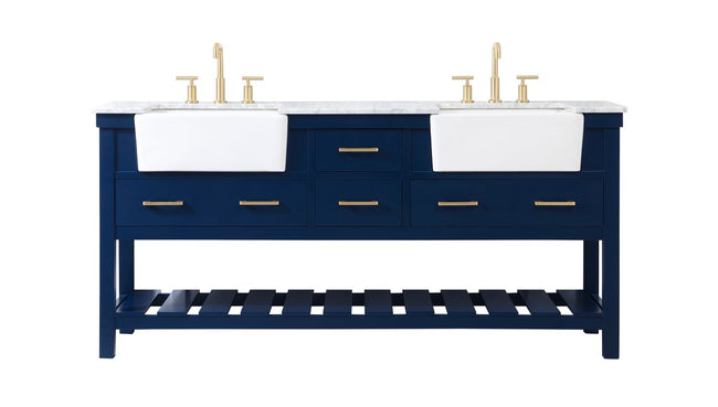 VF60172DBL 72" Double Bathroom Vanity in Blue