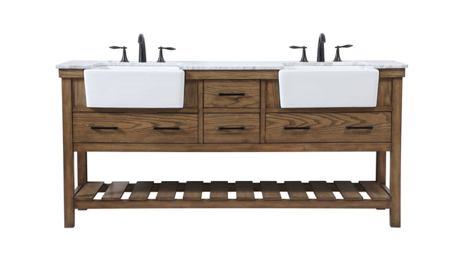 VF60172DDW 72" Double Bathroom Vanity in Driftwood