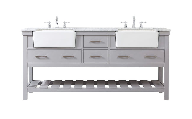 VF60172DGR 72" Double Bathroom Vanity in Grey