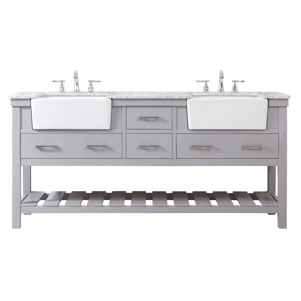 VF60172DGR 72" Double Bathroom Vanity in Grey