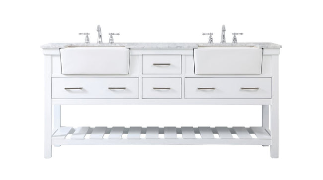 VF60172DWH 72" Double Bathroom Vanity in White