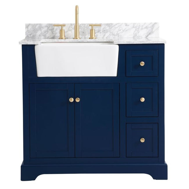 VF60236BL-BS 36" Single Bathroom Vanity in Blue With Backsplash