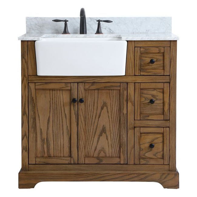 VF60236DW-BS 36" Single Bathroom Vanity in Driftwood With Backsplash