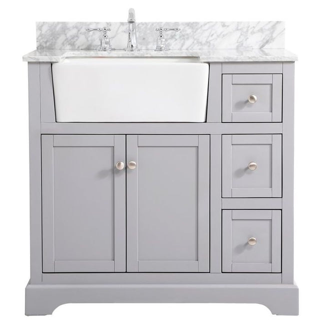 VF60236GR-BS 36" Single Bathroom Vanity in Grey With Backsplash