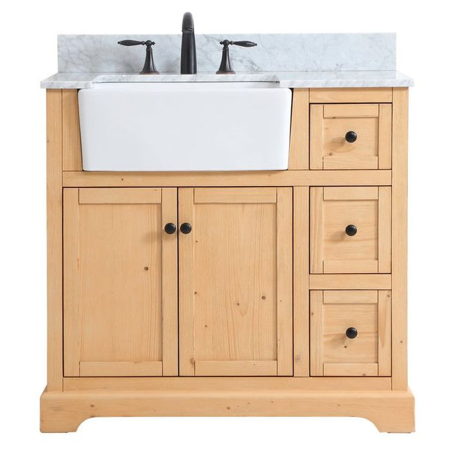 VF60236NW-BS 36" Single Bathroom Vanity in Natural Wood With Backsplash