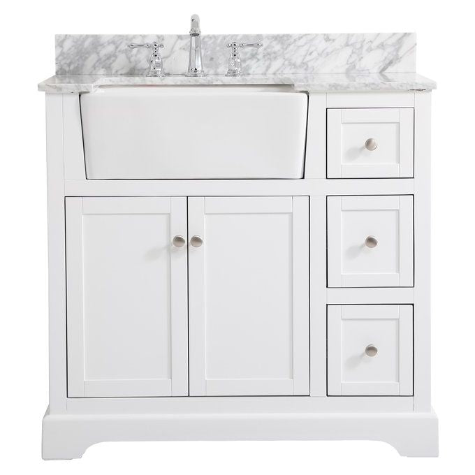 VF60236WH-BS 36" Single Bathroom Vanity in White With Backsplash