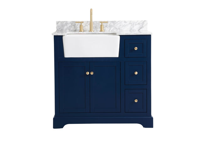 VF60236BL-BS 36" Single Bathroom Vanity in Blue With Backsplash