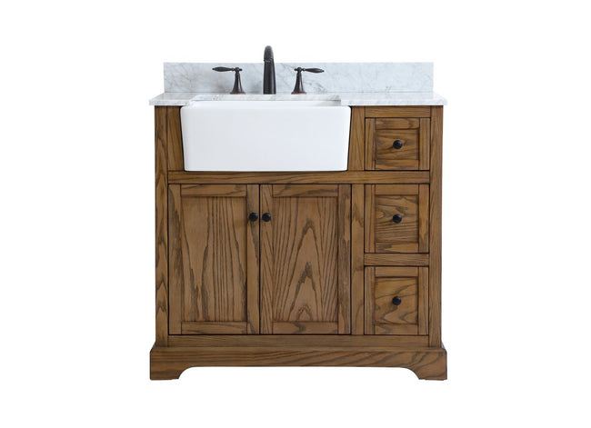 VF60236DW-BS 36" Single Bathroom Vanity in Driftwood With Backsplash