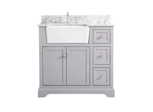 VF60236GR-BS 36" Single Bathroom Vanity in Grey With Backsplash