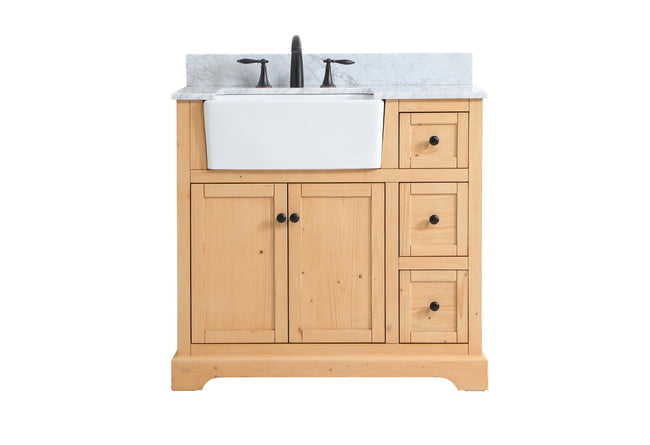 VF60236NW-BS 36" Single Bathroom Vanity in Natural Wood With Backsplash
