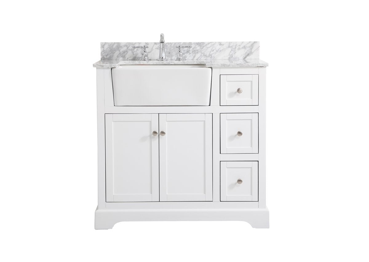VF60236WH-BS 36" Single Bathroom Vanity in White With Backsplash