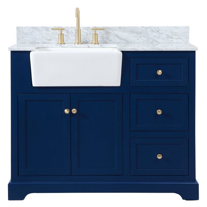 VF60242BL-BS 42" Single Bathroom Vanity in Blue With Backsplash