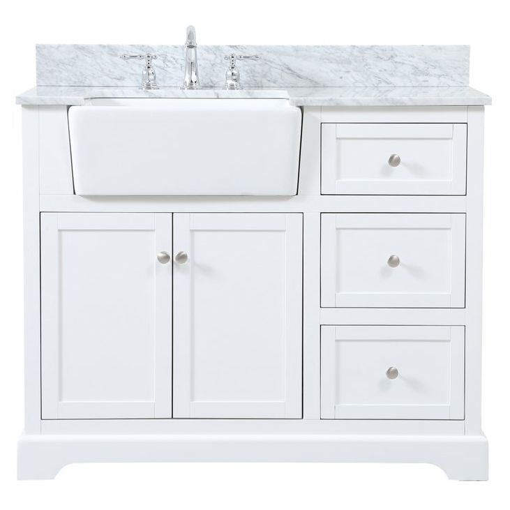 VF60242WH-BS 42" Single Bathroom Vanity in White With Backsplash