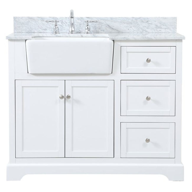 VF60242WH-BS 42" Single Bathroom Vanity in White With Backsplash