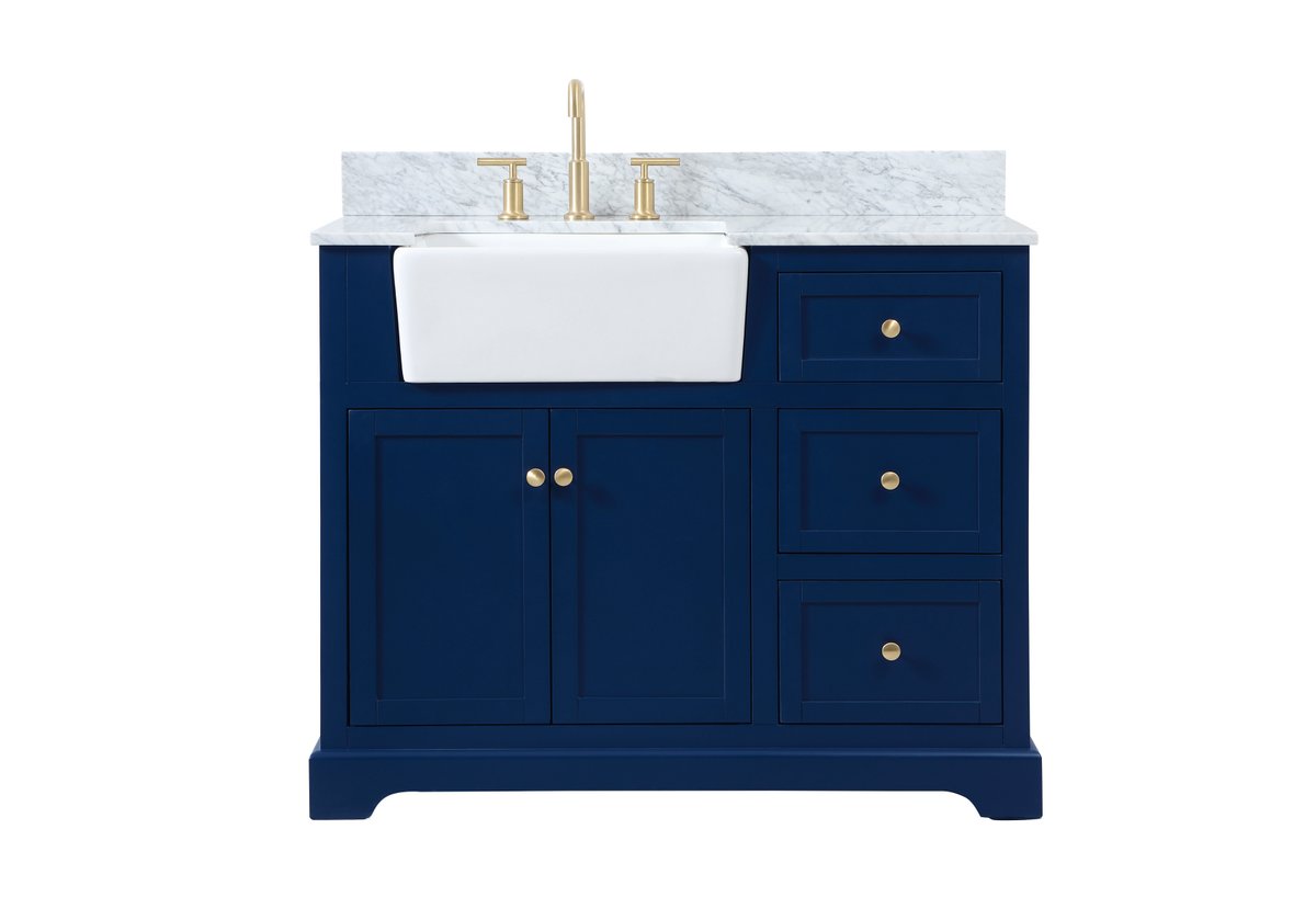 VF60242BL-BS 42" Single Bathroom Vanity in Blue With Backsplash