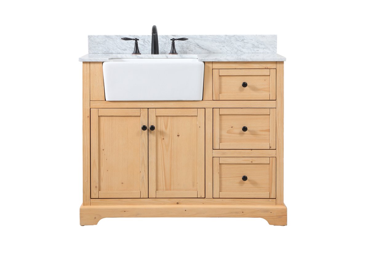 VF60242NW-BS 42" Single Bathroom Vanity in Natural Wood With Backsplash