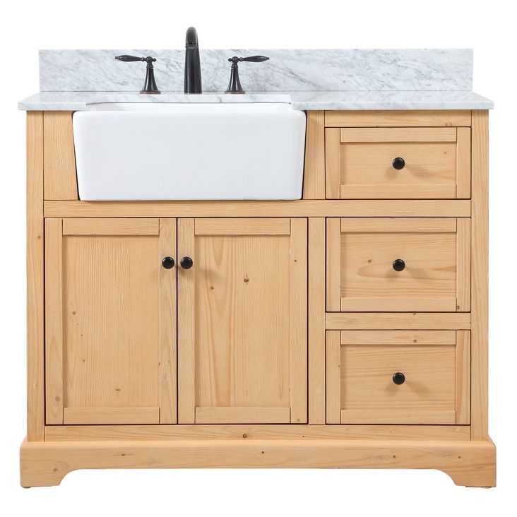 VF60242NW-BS 42" Single Bathroom Vanity in Natural Wood With Backsplash