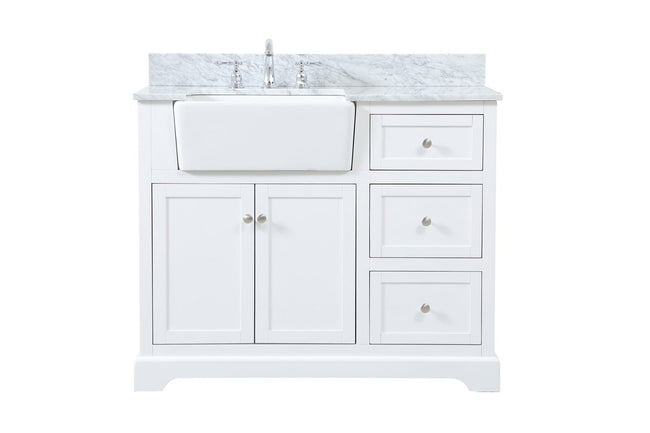 VF60242WH-BS 42" Single Bathroom Vanity in White With Backsplash