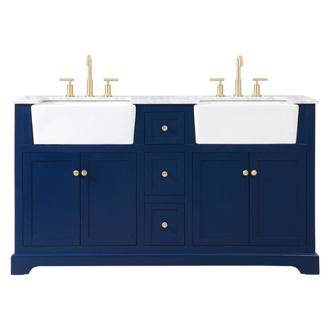 VF60260DBL 60" Double Bathroom Vanity in Blue