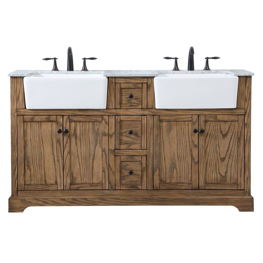 VF60260DDW 60" Double Bathroom Vanity in Driftwood