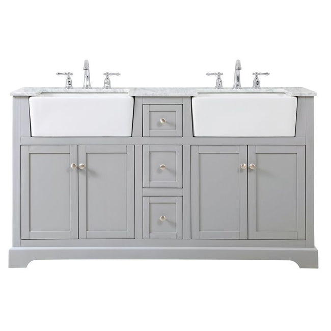 VF60260DGR 60" Double Bathroom Vanity in Grey