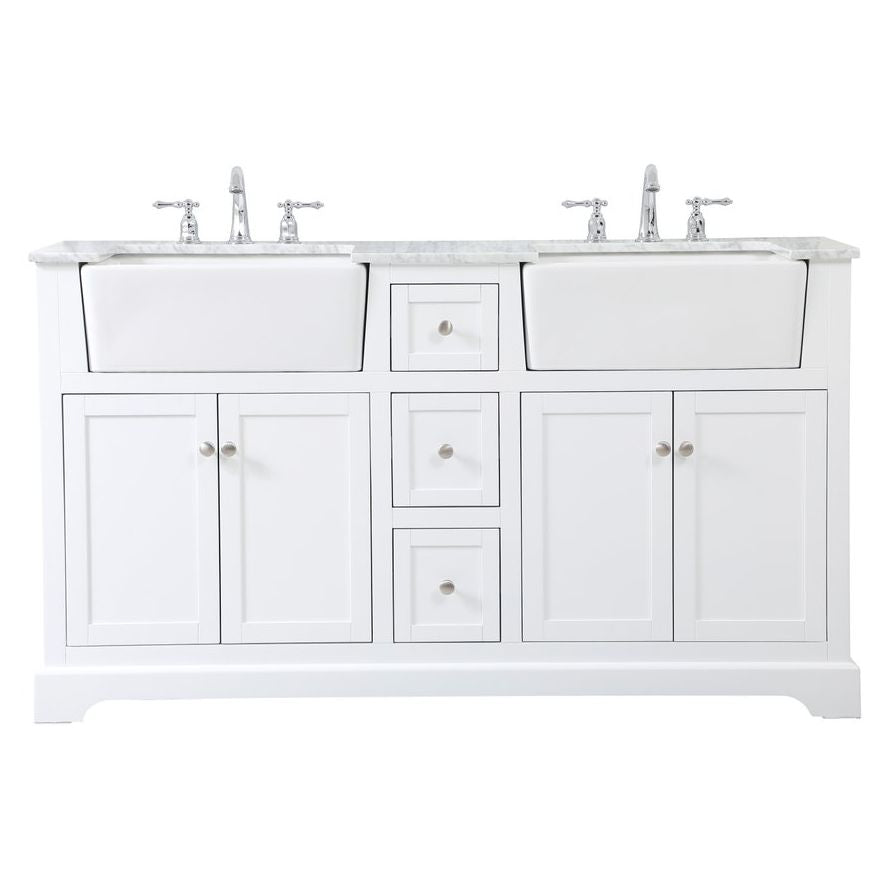 VF60260DWH 60" Double Bathroom Vanity in White
