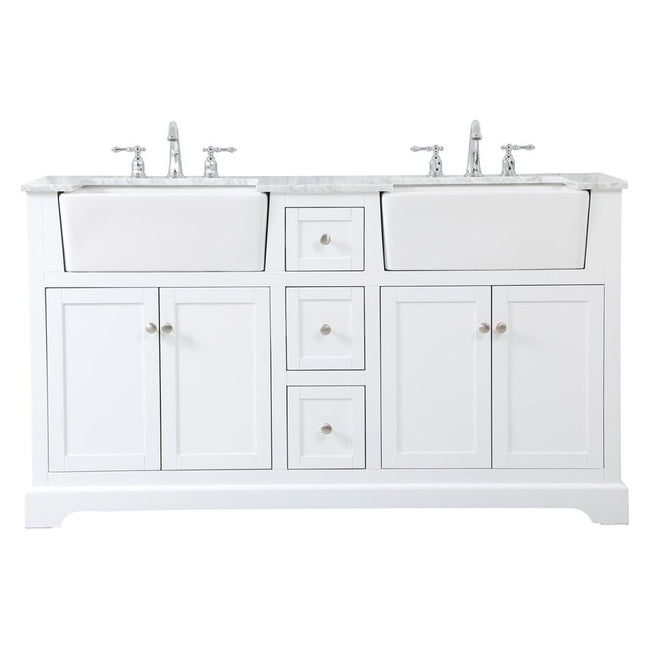 VF60260DWH 60" Double Bathroom Vanity in White