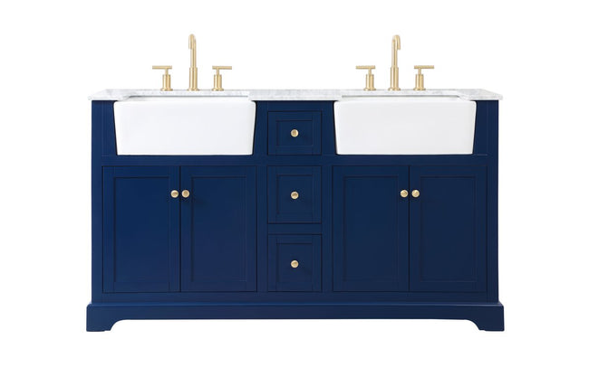 VF60260DBL 60" Double Bathroom Vanity in Blue