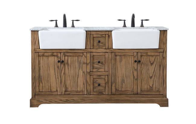 VF60260DDW 60" Double Bathroom Vanity in Driftwood
