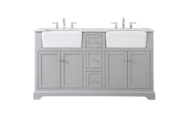 VF60260DGR 60" Double Bathroom Vanity in Grey