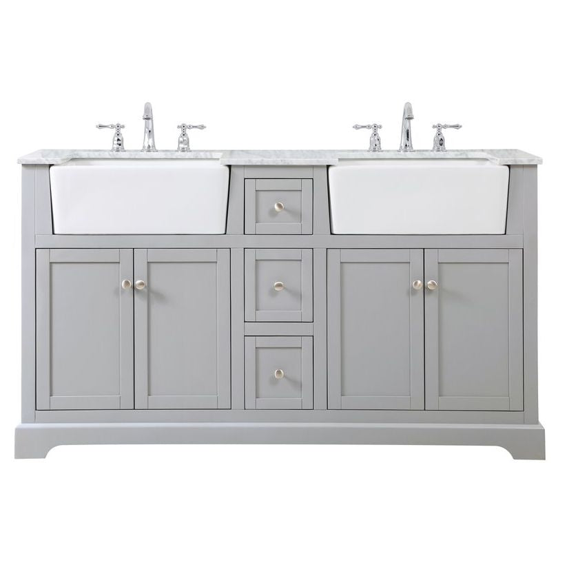 VF60260DGR 60" Double Bathroom Vanity in Grey
