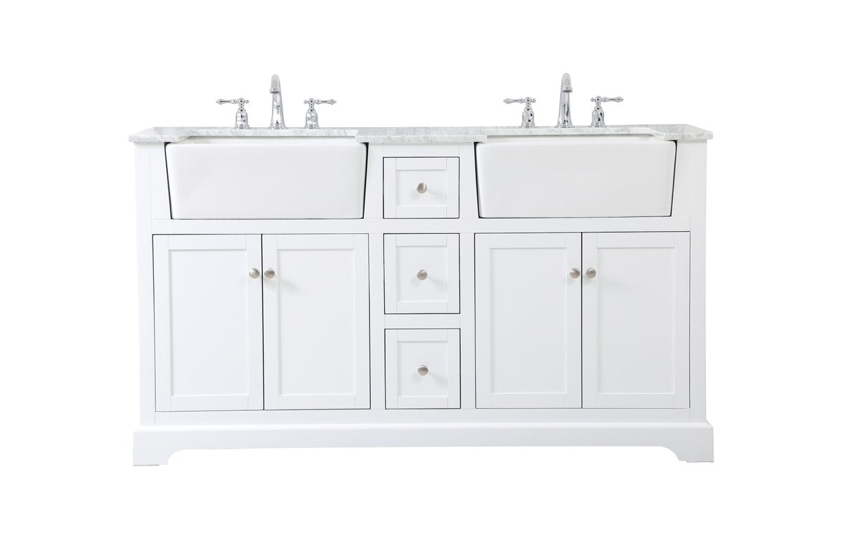 VF60260DWH 60" Double Bathroom Vanity in White