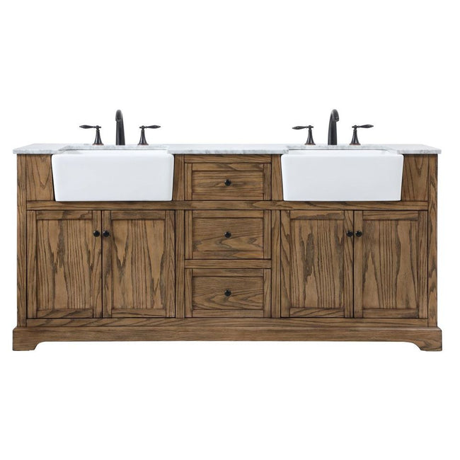 VF60272DDW 72" Double Bathroom Vanity in Driftwood