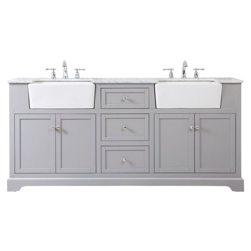 VF60272DGR 72" Double Bathroom Vanity in Grey