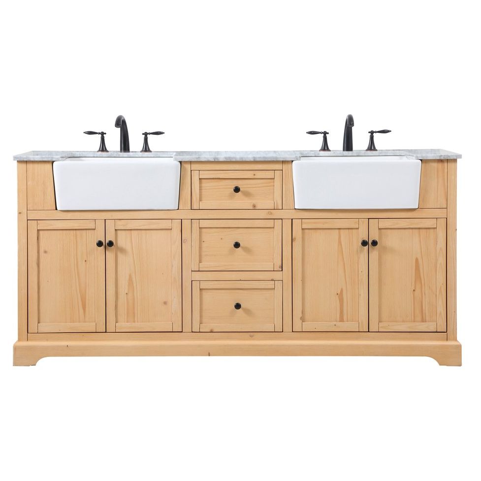 VF60272DNW 72" Double Bathroom Vanity in Natural Wood